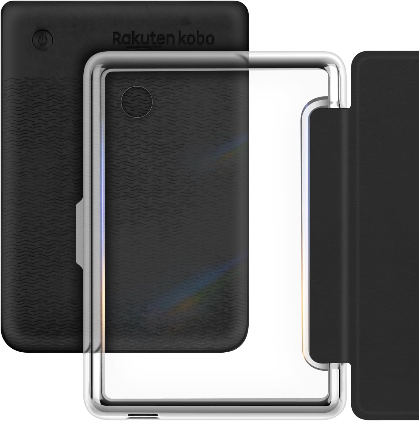 Case for 6" Kobo Clara BW 2024 Released, Ultra Clear Soft Light Transparent TPU Back Cover with Hand Strap, Auto Wake/Sleep (Black)