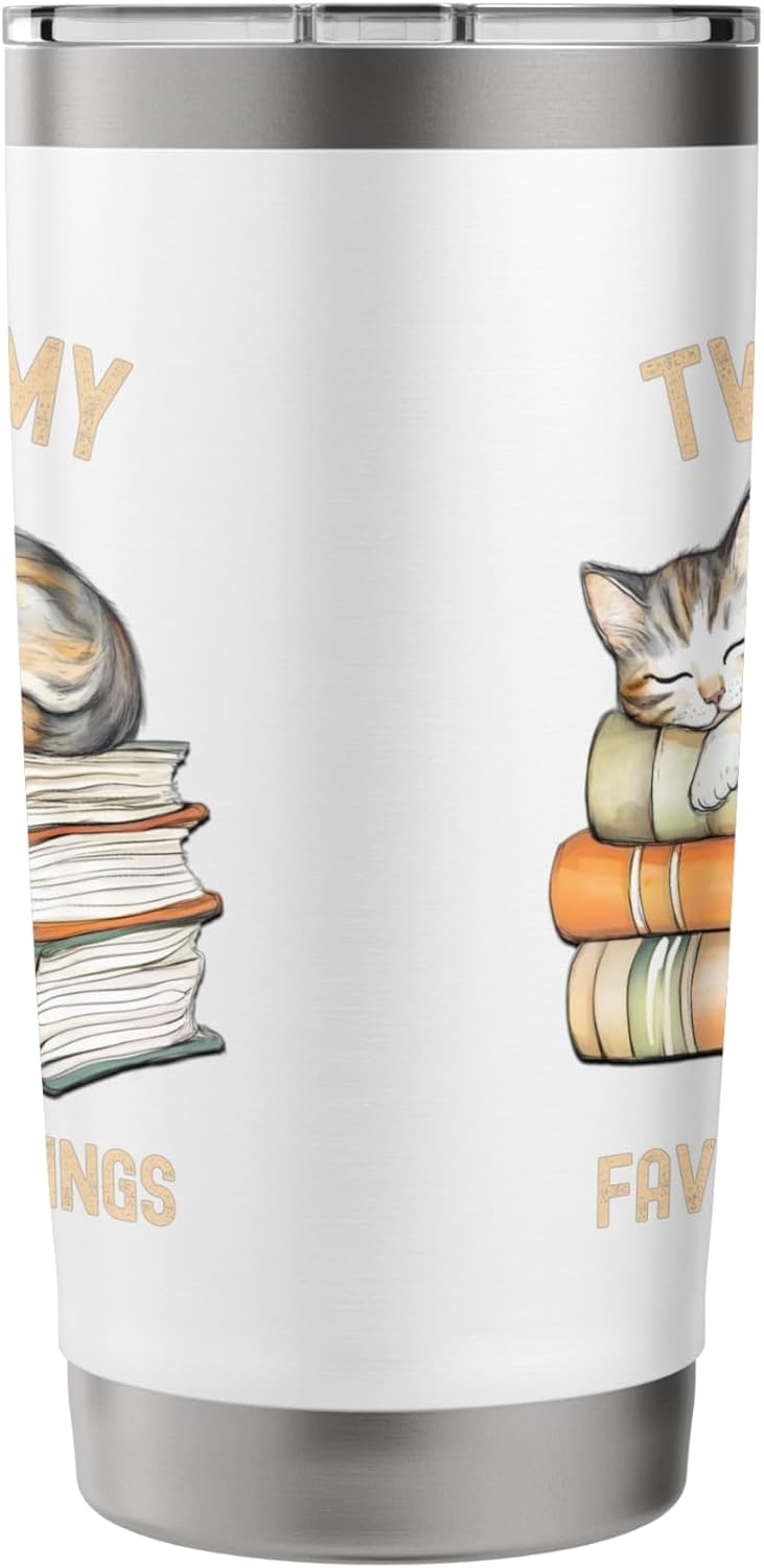Cute Cat Book Reader Stainless Steel Insulated Tumbler