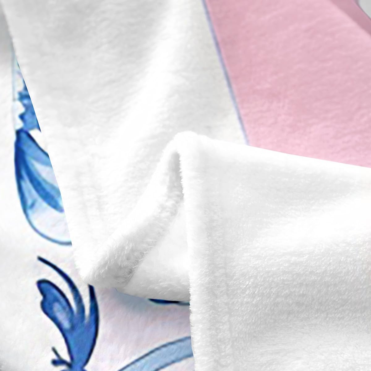 Feelyou Coquette Chinoiserie Bow Flannel Blanket Plush Fuzzy Blue and White Floral Fleece Throw Blanket Pink Bow Plush Lightweight Sofa Throw Modern Aesthetics 40"x50" Stripes Pattern for Living Room