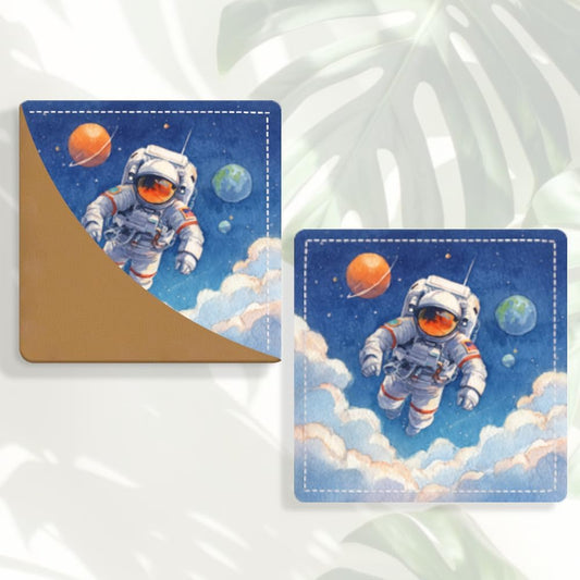 2PCS Leather Bookmarks 3.54 x 3.54 Inch Astronaut and Space Galaxy Design Reading Accessories for Books Journals Bibles Travel Diary Students Teachers and Book Lovers Gift