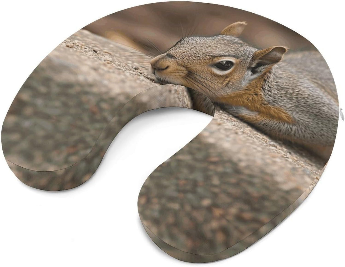 Squirrel Just Laying Neck Pillow Memory Foam U Shaped Pillows Portable Pillows for Shoulder Travel Head Support Pillow with Concealed Zipper for Airplane Car Home Office