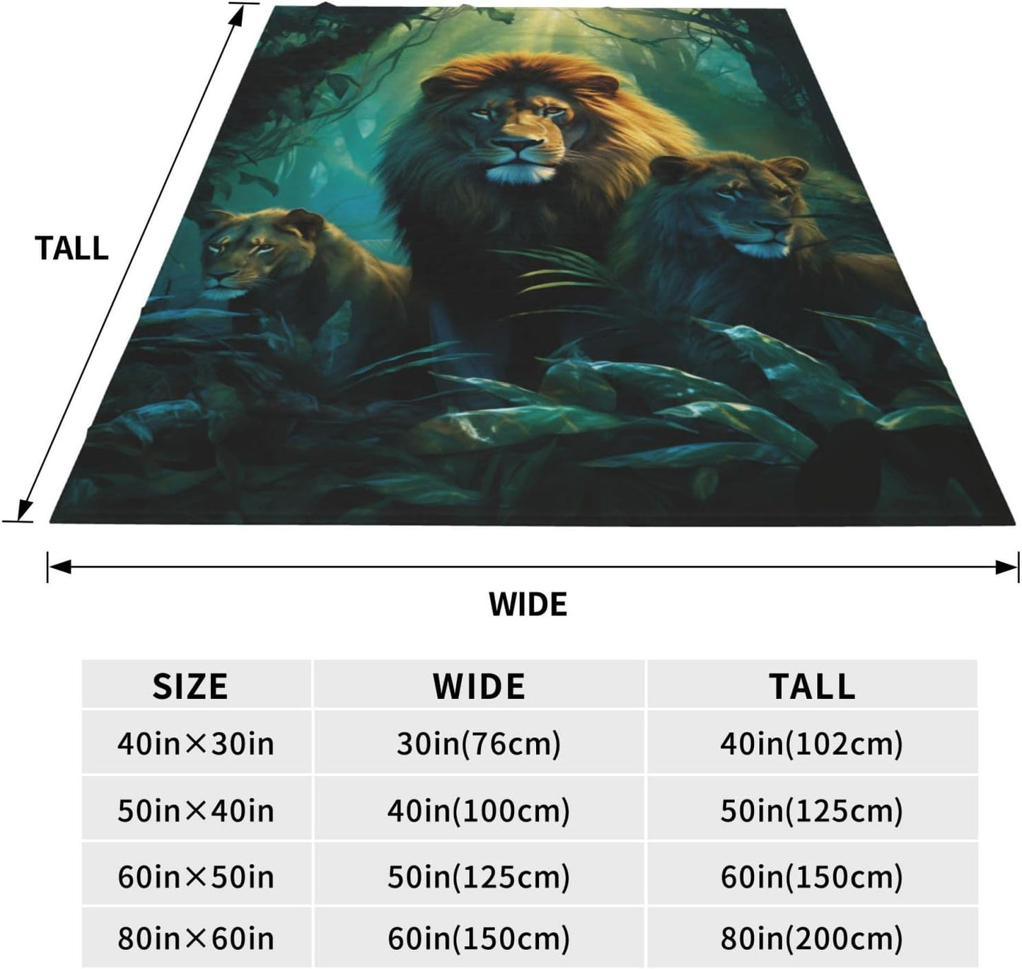 Lion Throw Blanket Gifts for Girls Women Flannel Fleece Forest Lion Blanket Soft Warm Blankets for Bed Sofa Home Decor 80"x60"