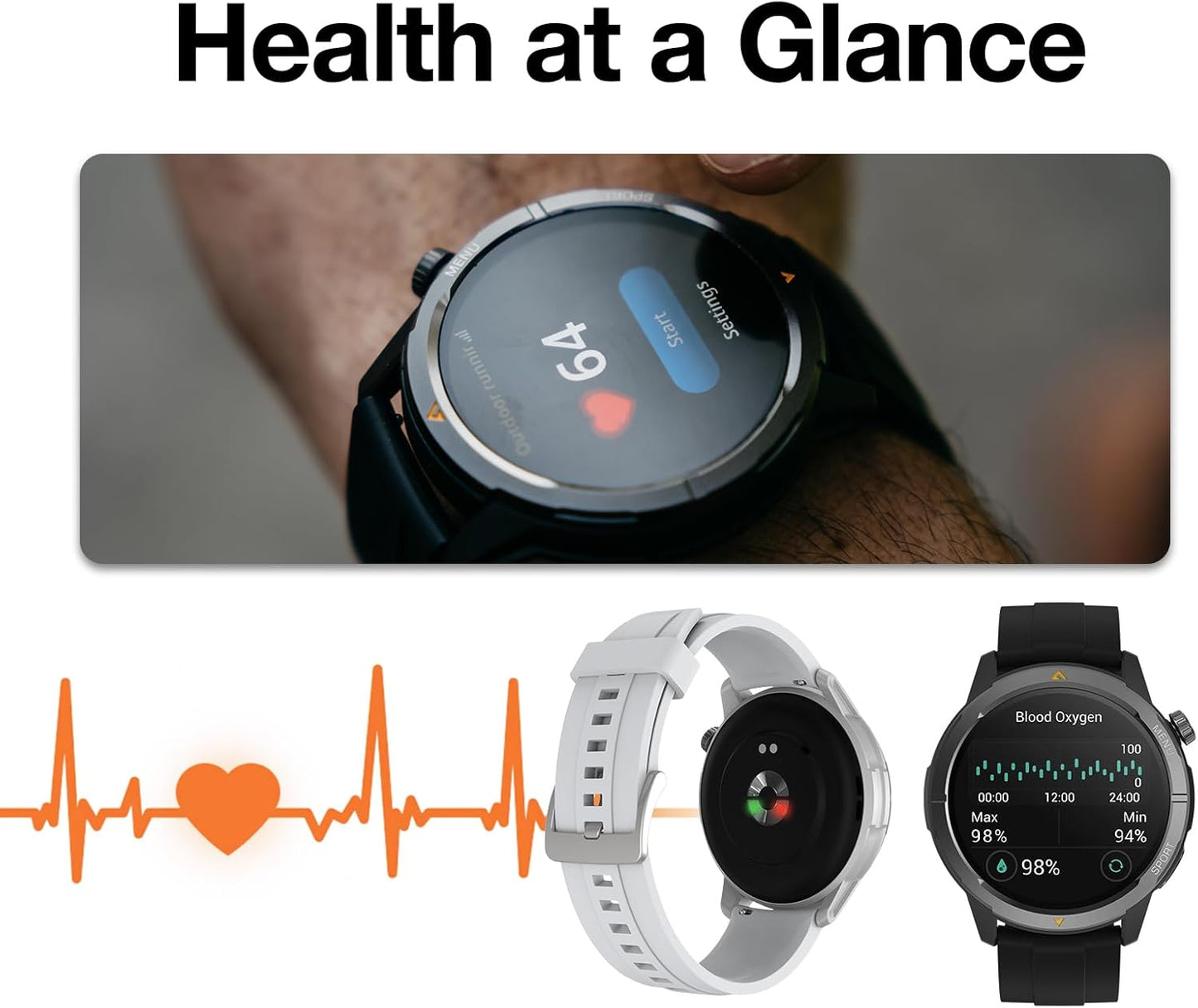 AGM Legion Rugged Smart Watch for Men, 5ATM Waterproof, Shockproof & Drop-proof, 100+ Sports Modes, Bluetooth Calling, Compass, Barometer & Altimeter, 1.43" AMOLED Display, Heart Rate & Sleep Tracking