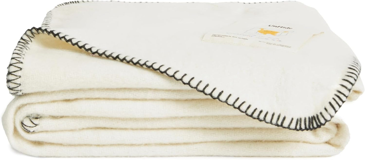 UnHide Knit Alpaca Blanket - 60" x 80" Ultra-Soft & Lightweight Throw - Made with Alpaca & Merino Wool - Sustainable & Ethically Sourced - Snow White