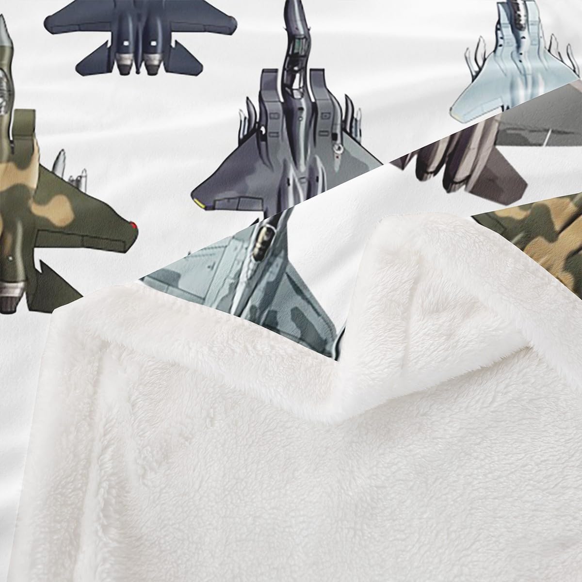 Erosebridal Fighter Aircraft Blanket for Kids Boys, Camouflage Military Jet Print Throw Blanket for Youth Men, Army Fighter Jet Fleece Blanket, Modern Flying Airplane Plush Blanket, Baby Size