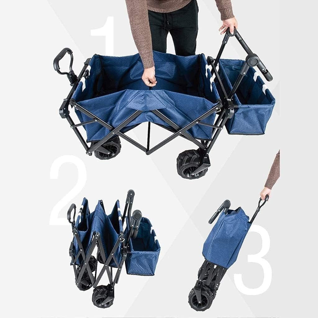 Outdoor Folding Utility Wagon Folding Camping Cart 4 Wheeled Trolley Outdoor Heavy Duty Beach Cart for Garden Fishing Load-Bearing 85kg/187lbs (Color : Style 6) (Style 1)