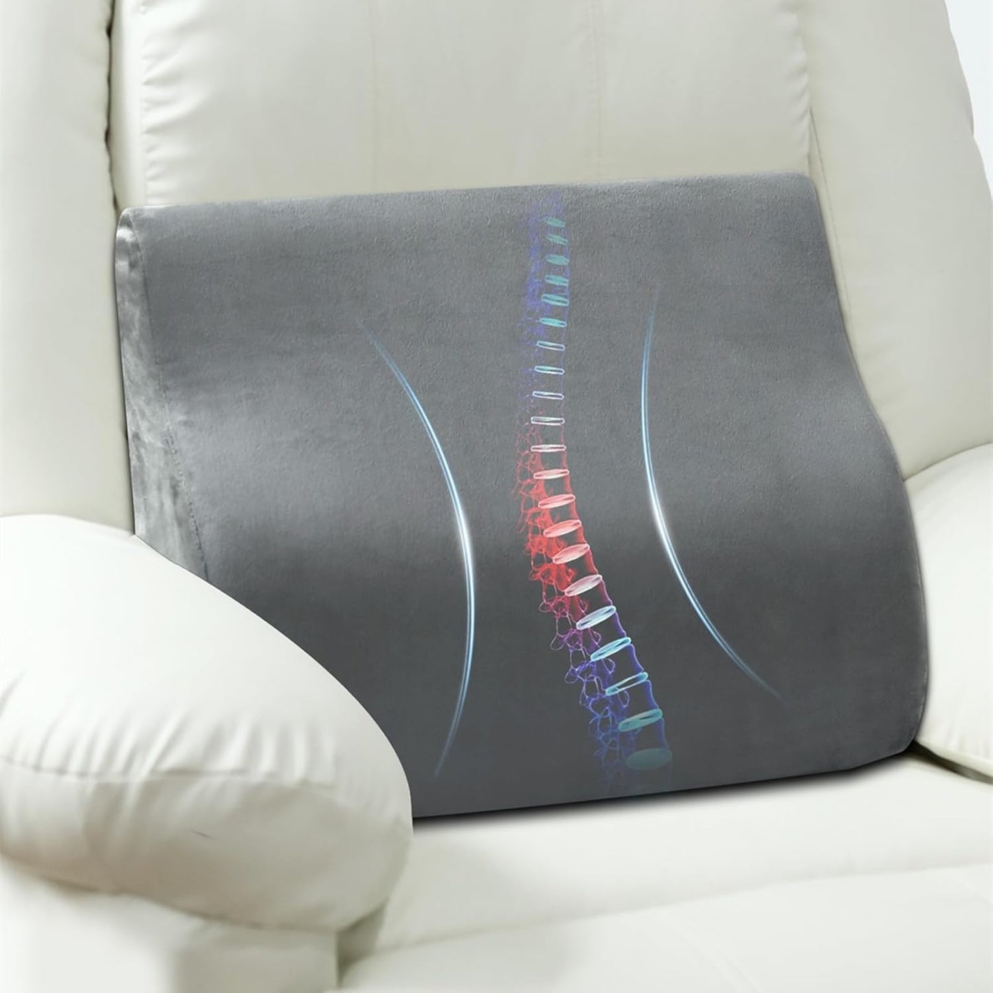 Lumbar Support Pillow for Recliner Chair and Couch, Memory Foam Back Cushion Ergonomic Back Support Pillow for Lower Back Pain Relief, with Soft Velvet