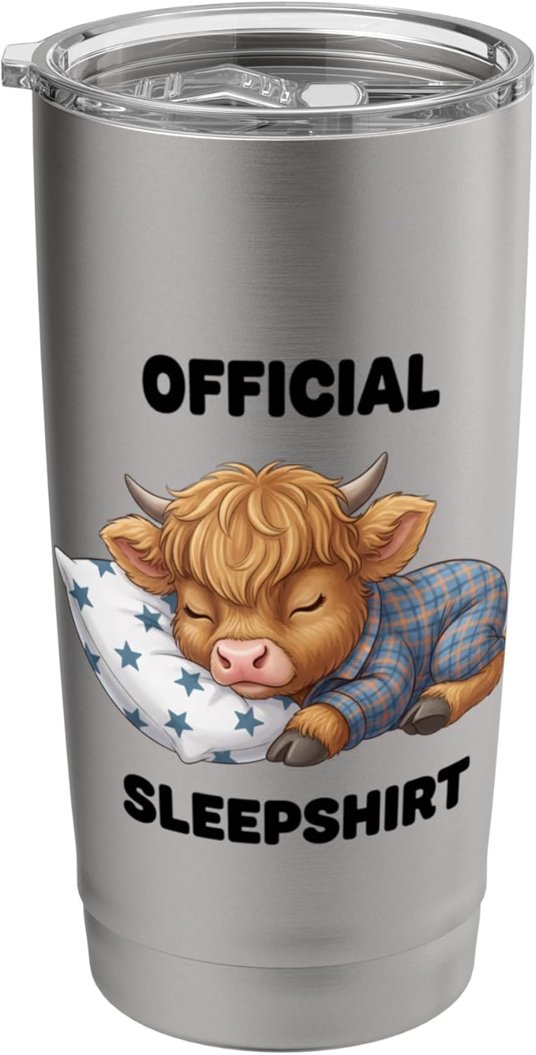 Official Sleepshirt Kids Sleepy Cow Pajama Top Funny Stainless Steel Insulated Tumbler
