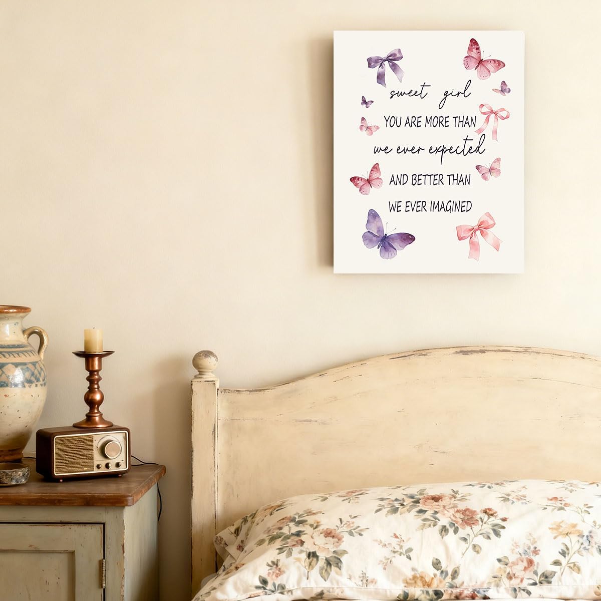Gardenia Art Inspirational Canvas Wall Art Sweet Girl You Are More Than We Ever Expected Pictures Poster Aesthetic Room Decor for Girly Preppy Dorm Bedroom Bathroom Home Decoration, 11x14 Inch Framed