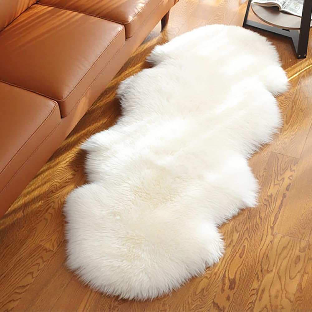 WL&ALLEN Genuine Sheepskin 100% New Zealand Sheepskin Wool Area Rug |Single & a Half Pelt 2'x 4'3'', Ivory White