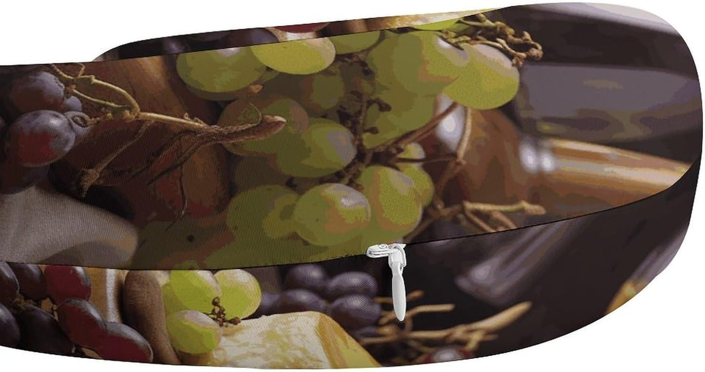 White Wine Cheese Cake Grapes Neck Pillow Memory Foam U Shaped Pillows Portable Pillows for Shoulder Travel Head Support Pillow with Concealed Zipper for Airplane Car Home Office
