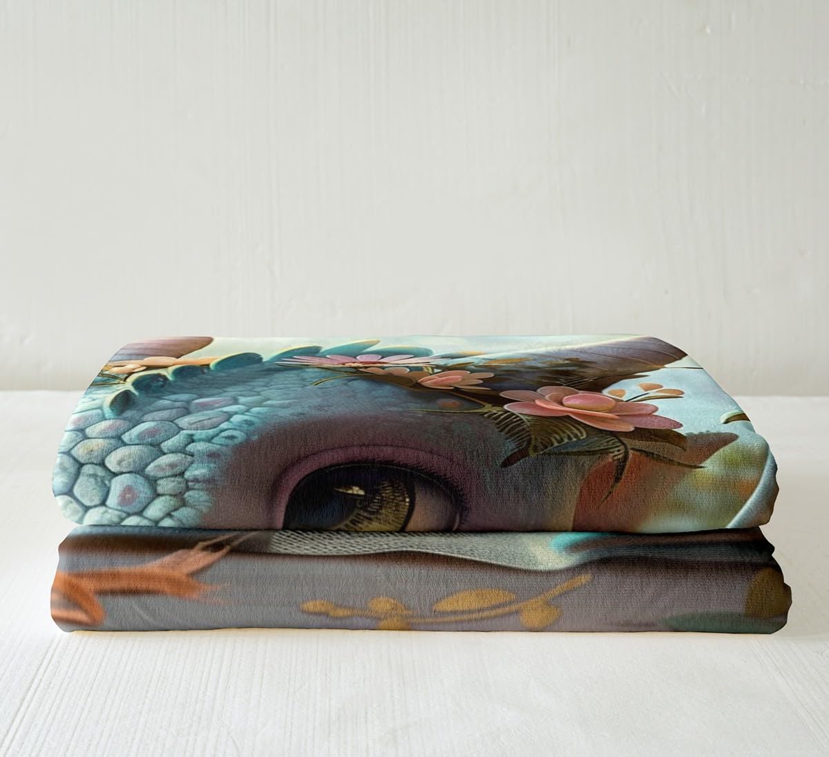 Cartoon Dragon Blanket Fantasy Western Animal Throw Blanket for Kids Wild Daisy Flower Sherpa Blanket Cute Dragons Twin 60x80 Inch Living Room Decor Blanket