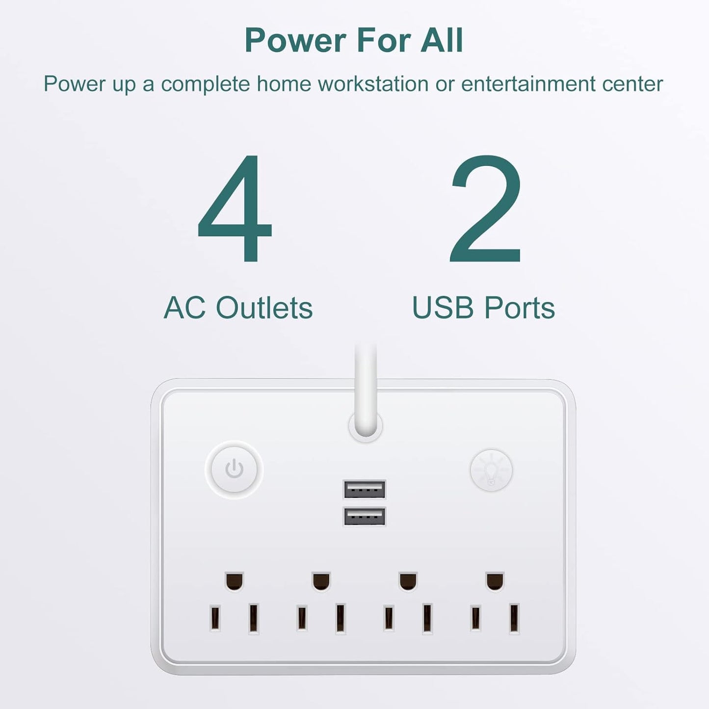 LED Desk Lamp, Power Outlet with Dimming Night Light Desk Light,Table Lamps 3 Lighting Modes Desktop Charging Extension Lead 4 AC Power Outlet and 2 USB Charging Ports for Travel Home Office