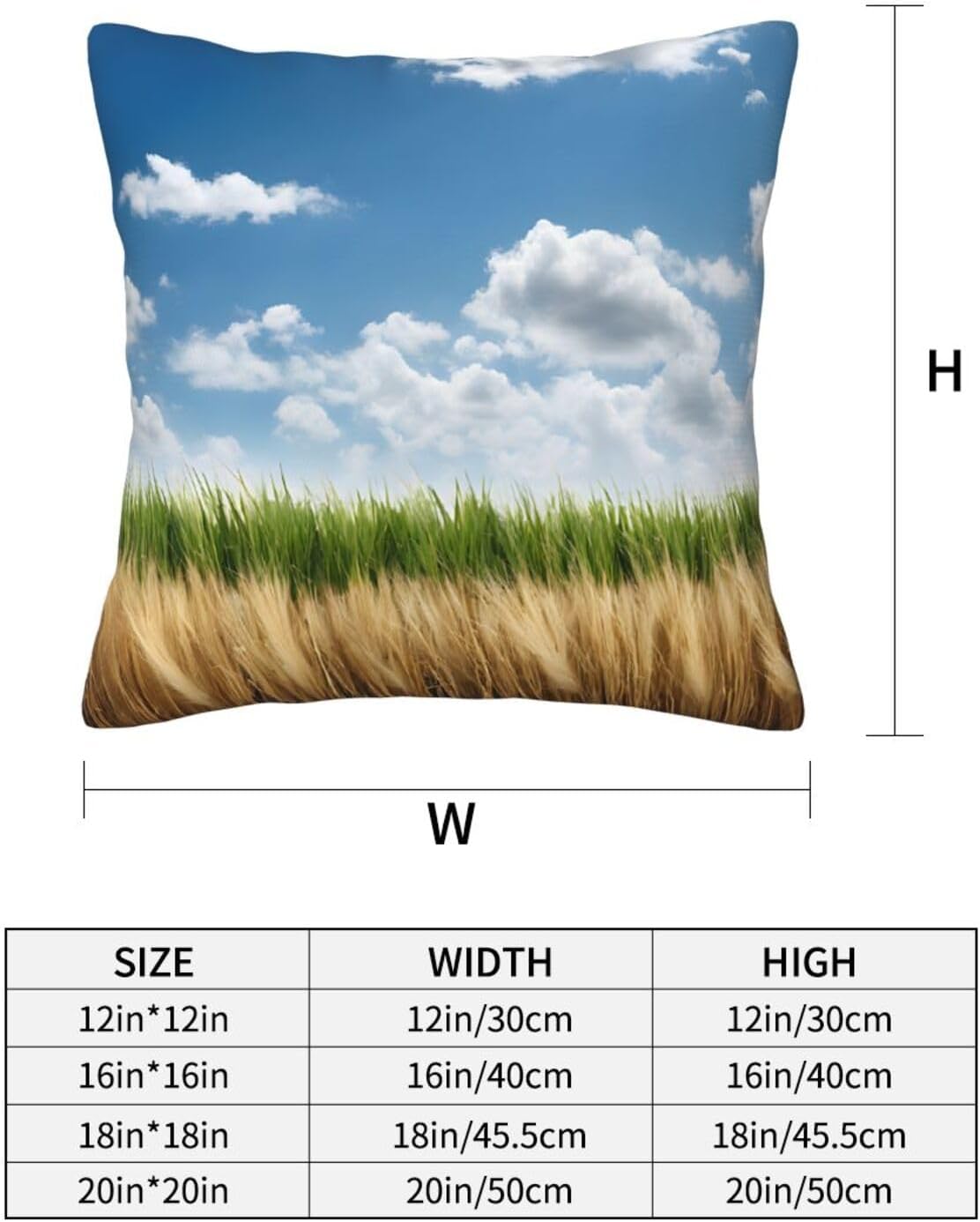 All-Season Square Pillow Covers 18"X18", Wheat Field, Decorative Throw Pillow Covers for Sofa Bed Couch, Hidden Zipper Cushion Cover, Square Lumbar & Accent Pillowcases for Home Decor