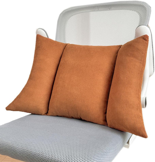 Tingting's Dream Corduroy Creative Lumbar Support Pillow Office Chair Waist Cushion Soft Rest Chair Pillows Reading Lumbar Back Cushions (Dark Orange, 68×40×14cm/26.77"×15.7"×5.51")