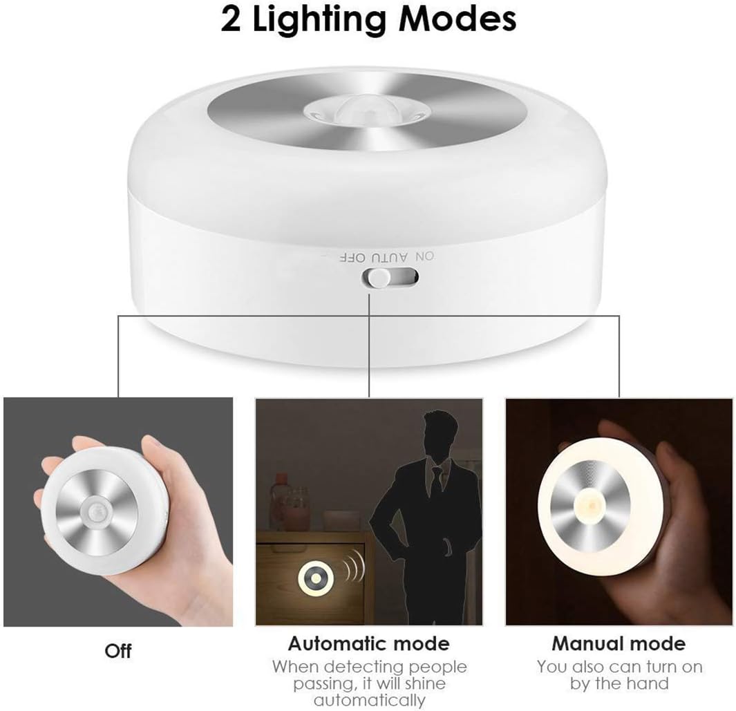 Motion Sensor Night Light, Rechargeable Warm White LED Stick-On Closet Light with Dusk to Dawn Sensor for Wall, Stairs, Cabinet, Hallway(2 Pack)