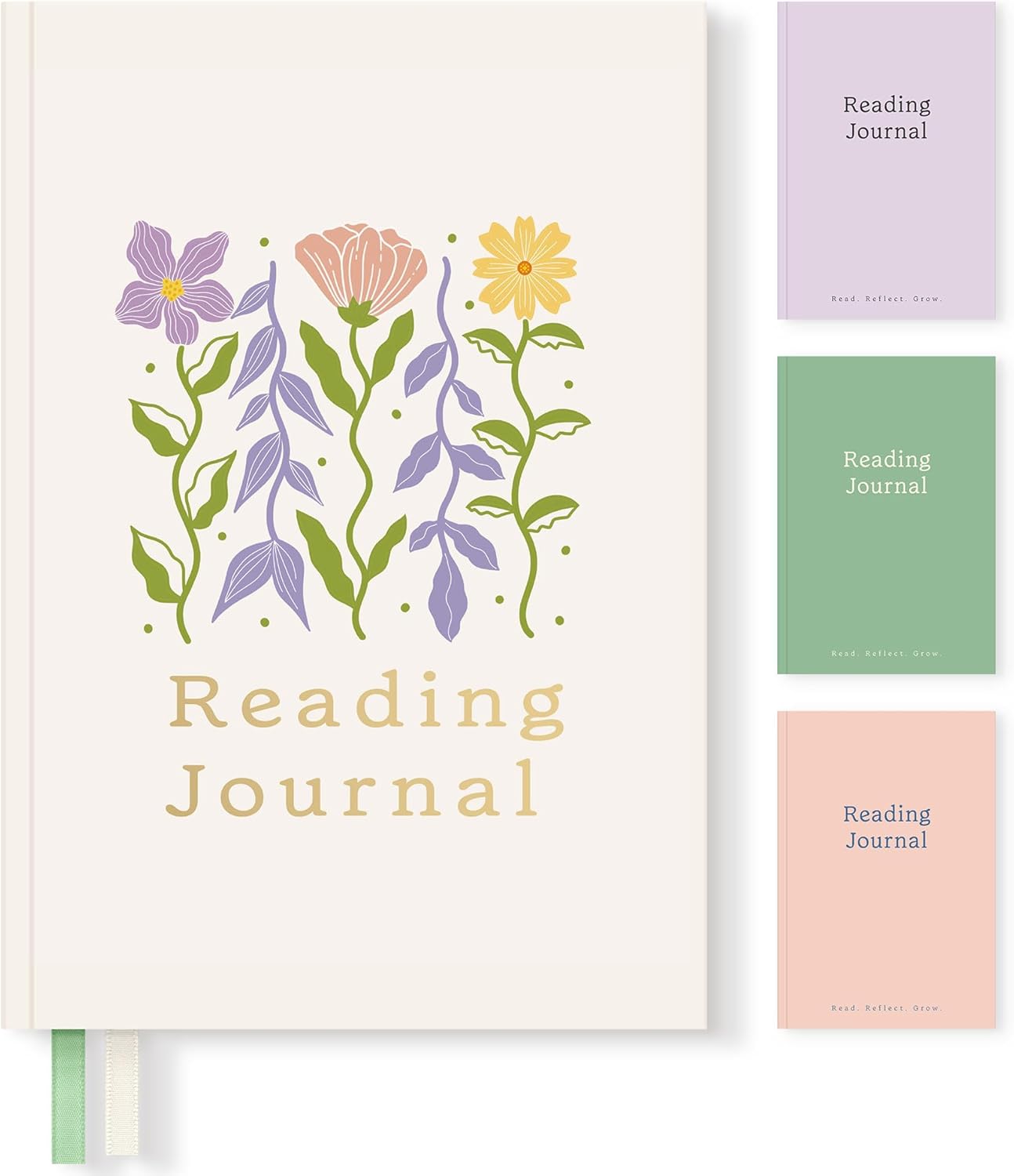 Verveorig Book Reading Journal with 60 Reviews, Reading Accessories & Bookish Gifts for Books Lovers & Readers Women, Hardcover Book Tracker Reading Log Journal, 5.7" x 8.3", Flowers