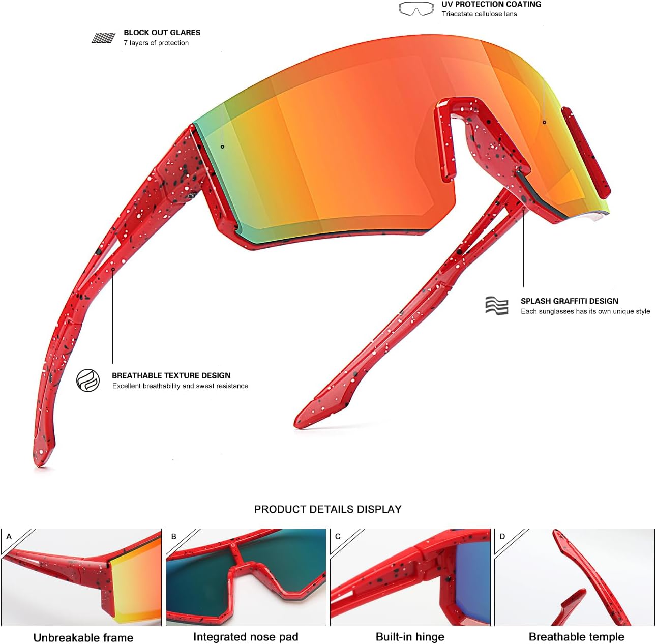 Youth Baseball Sunglasses for Boys Girls Age 6-12 Softball Cycling Sports Sunglasses for Kids Lightweight Frame