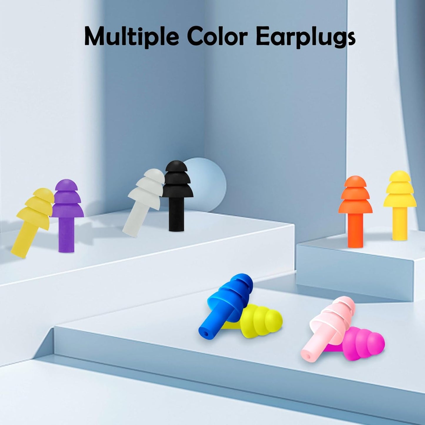 20 Pairs Ear Plugs for Sleeping Noise Cancelling, 10 Colors Reusable Silicone Sound Blocking Earplugs, Waterproof Noise Reduction Ear Plugs for Shooting, Swimming, Concerts, Snoring