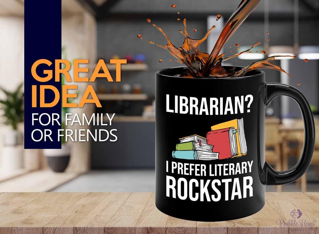 Book Lover Coffee Mug 11oz Black - literary rockstar - Gifts for Book Club Readers Book Nerd Librarians Book Worm Bookish