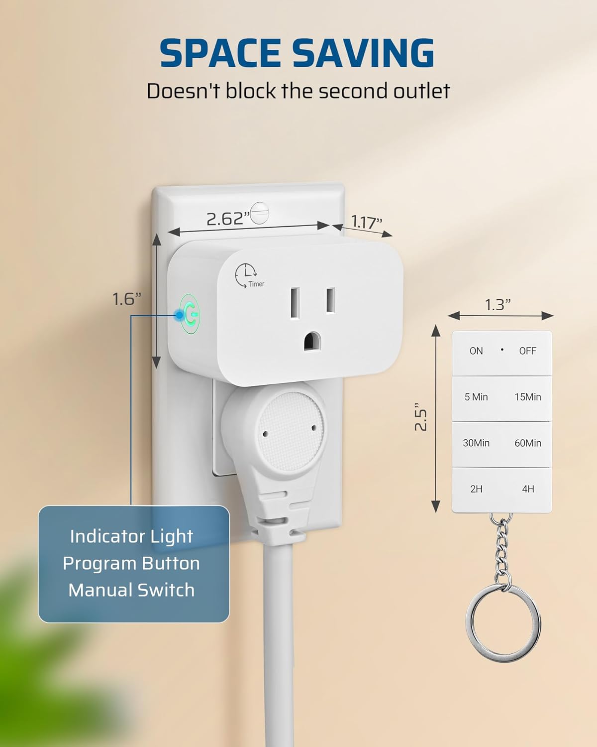 DEWNEWILS Remote Control Outlet with Timer, Indoor Remote Timer Outlet, 100FT Wireless Control Range, 15A/1875W, Remote Outlet Switch Countdown