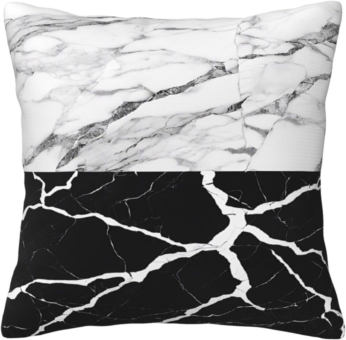 All-Season Square Pillow Covers 18"X18", Black White Marble, Decorative Throw Pillow Covers for Sofa Bed Couch, Hidden Zipper Cushion Cover, Square Lumbar & Accent Pillowcases for Home Decor