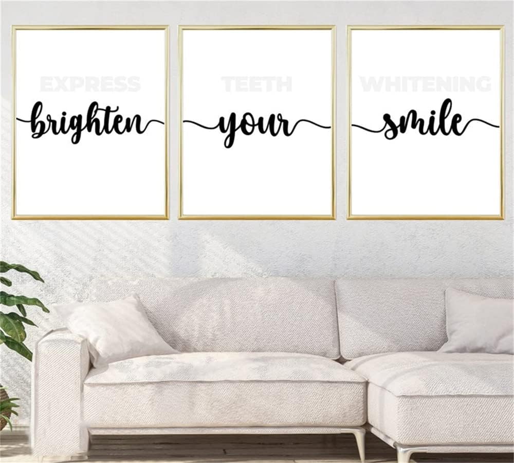 Wall Art Canvas 3 Piece Teeth Whitening Poster Prints Dental Quotes Painting Modular Pictures Artwork for Modern Dental Office Decoration No Frame