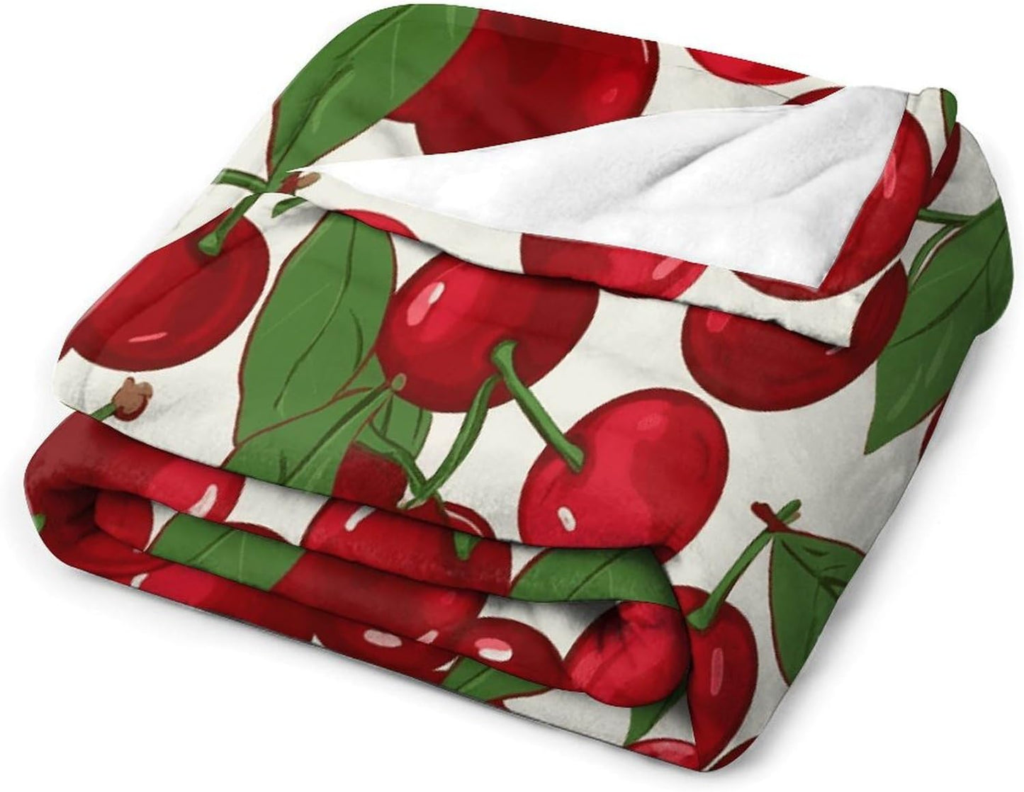 Red Cherries Blanket Super Soft Lightweight Throw Blanket Cute Cozy Warm Bed Blanket Decorative Fuzzy Blanket All-Season Home Decor Gift for Sofa Couch Living Room 60"*80"（150 * 200cm）