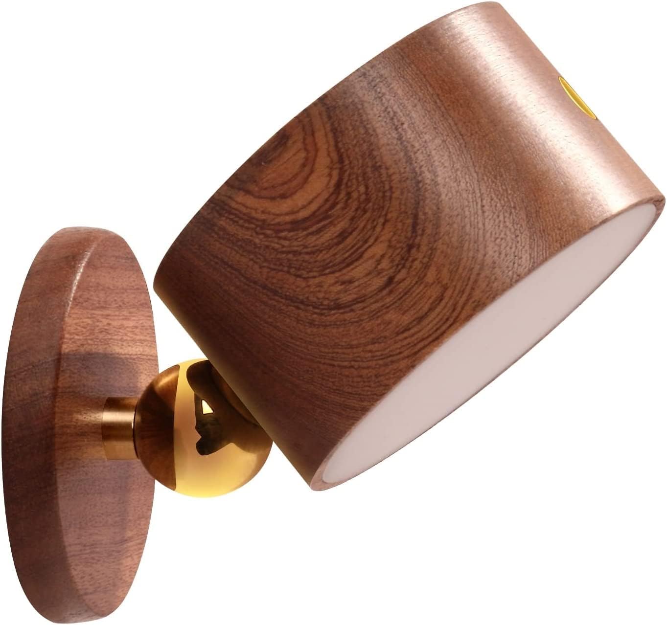 Wooden Magnetic Wall Sconce,Wireless Led Wall Mounted Reading Lights USB Rechargeable Light Stepless Dimming Night Lights Magnetic Cabinet Light,Lamps for Kid Study Bedside (Sapele)