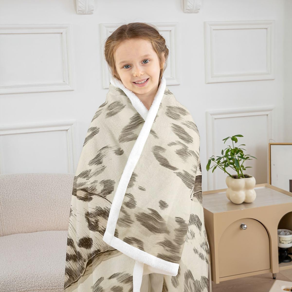 Feelyou Leopard Bow Throw Blanket Bowknot Cute Soft Fleece Sherpa Cozy Fuzzy Plush Warm Kawaii Bow Tie Fuzzy Plush Throw Baby 30"x40" for Bed Couch Living Room