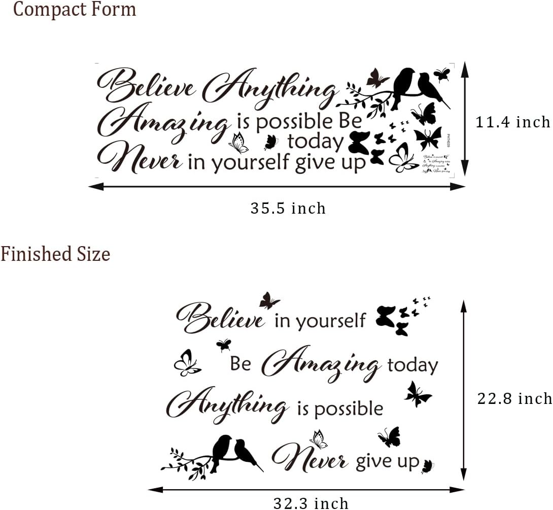 Inspirational Wall Stickers Wall Quotes Letter Stickers Ability Motivation Believe in Yourself Saying Home Decals Quote for Bedroom Living Room Hallways Office Classroom Teen Dorm Room Home Decor