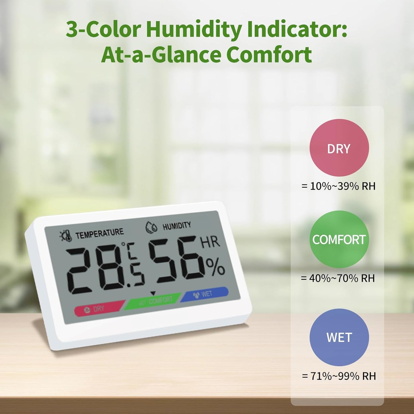 Digital Hygrometer Indoor Thermometer: High Accuracy Room Humidity Monitor with LCD Display & Comfort Indicator for Home