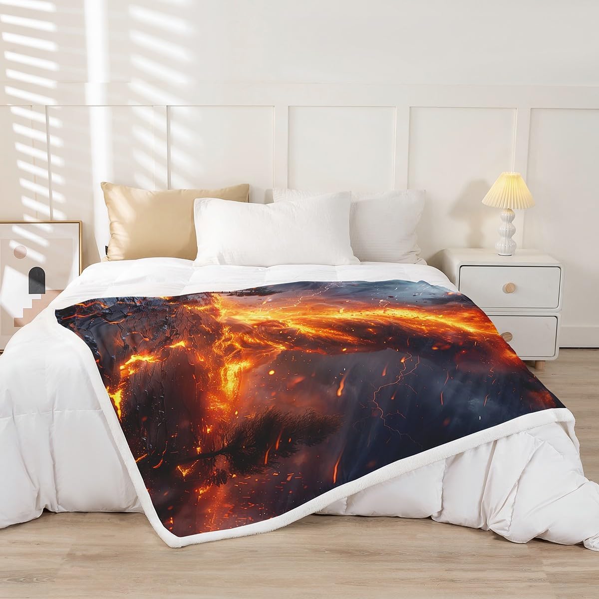 Natural Disaster Throw Blanket Lightning Tornado Print Sherpa Blanket Throw 50"X60",Natural Disasters Kids Fleece Blanket for Boys Teens Men Bedroom Decor,Tornado Natural Senery Plush Bed Blanket