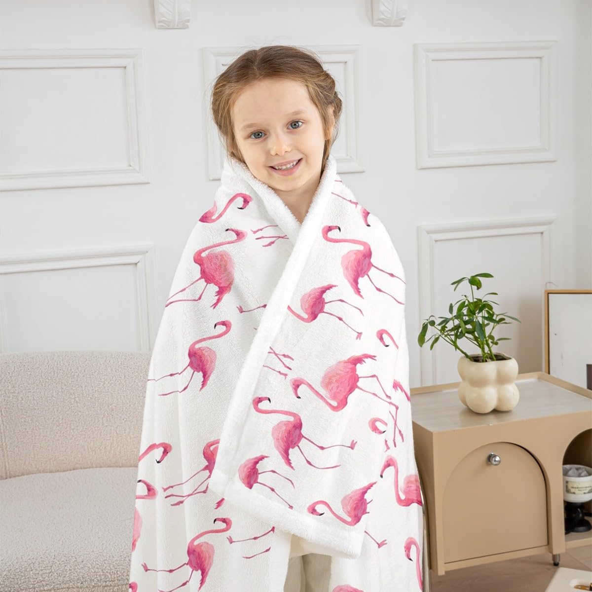 Flamingo Sherpa Blanket Queen 90"x90" Tropical Flamingo Fleece Throw Blanket for Bed Sofa Couch Kids Decor Animal Decor Plush Blanket Microfiber Pink Fuzzy Blanket Bedroom