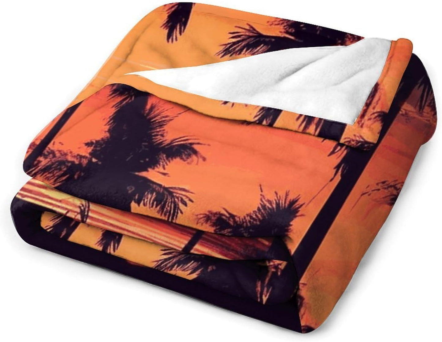 Palm Tree Summer Sunset Blanket Super Soft Lightweight Throw Blanket Cute Cozy Warm Bed Blanket Decorative Fuzzy Blanket All-Season Home Decor Gift for Sofa Couch Living Room 50"*60"（130 * 150cm）