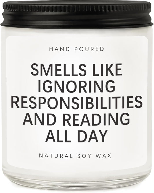 Book Lovers Gifts for Women, Funny Gifts for Book Lovers, Bookish Christmas, Birthday Gift for Bookworm, Librarian, Booklover, Soy Wax Lavender Scented Candle