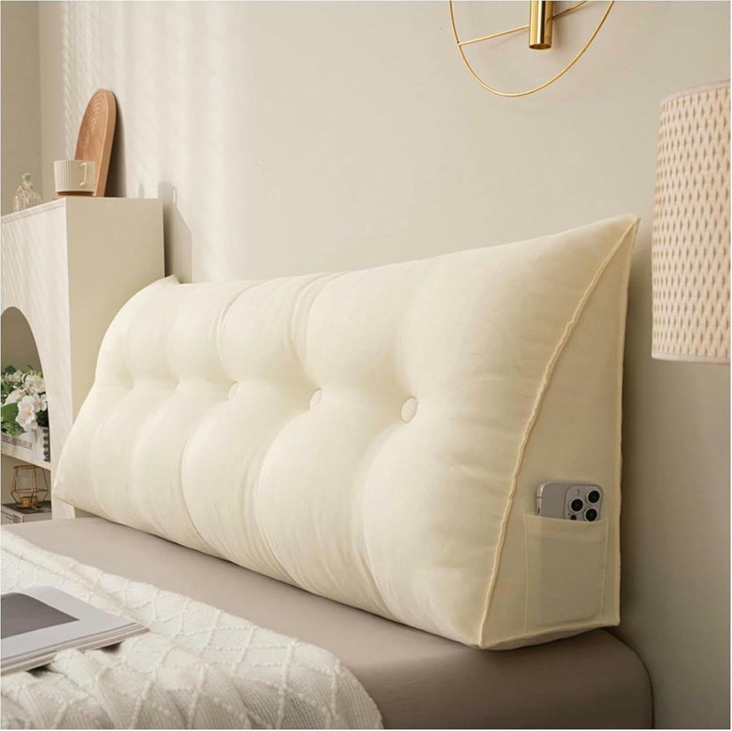Solid Color Headboard Pillow Wedge Reading Pillow Linen Backrest Reading Rest Pillow, Queen Headboard Pillow, Back Support Back Positioning Cushion
