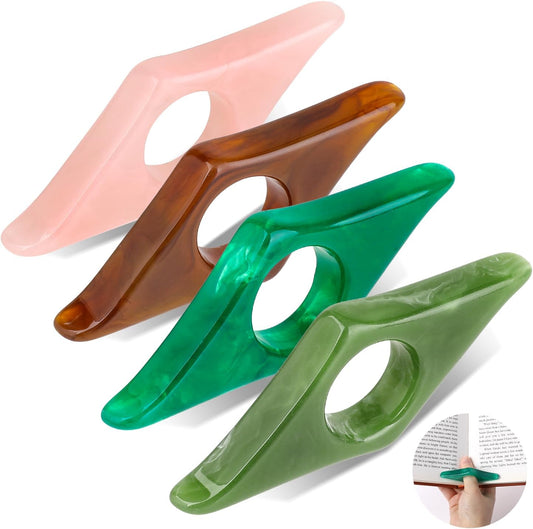 4 Pack Thumb Book Page Holder Personalized Resin Book Thumb Page Holders for Reading Lovers Bookmark Holder Book Reading Accessories Gift for Christmas, Thanksgiving Day, Classmate, Teachers