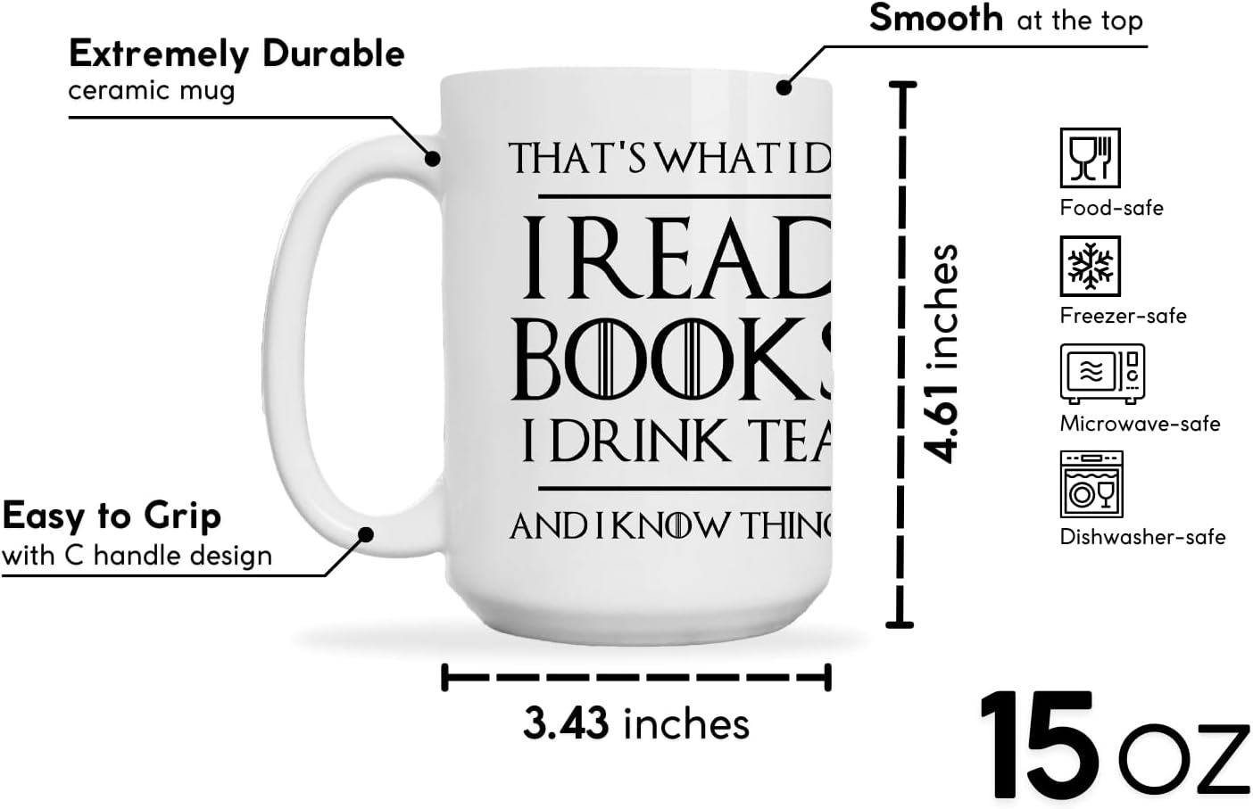 Book Lover 15oz White Coffee Mug - Thats A - Chapter Book Mug Gifts For Women Who Love To Read Bookworms