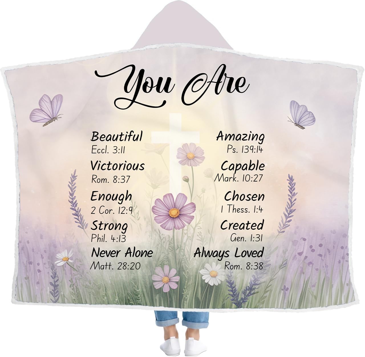 Christian Wearable Blanket Hoodie for Women, Mom - Christian Gifts for Women Faith - Catholic Religious Thanksgiving, Christmas Hostess Gifts - Inspirational Christmas Blanket Hoodie with Bible Verses