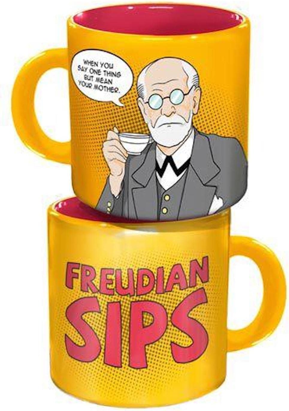 The Unemployed Philosophers Guild Freudian Sips Coffee Mug - Drink Your Coffee and Undo Years of Repression, Comes in a Fun Gift Box, 12oz