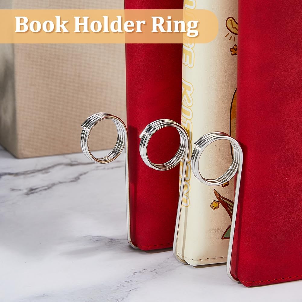 DICOSMETIC 3Pcs Book Holder Ring Platinum Metal Thumb Book Page Holder Alloy Finger Ring Books Opener 2-in-1 Bookmark and Page Holders for Lovers Reading Gifts Women Men