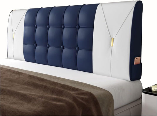 Headboard Bedside Cushion Removable PU Bedroom Lumbar Support Pillow Anti-Collision Reading Backrest for Without Headboard Bed 4 Colours (Colour: Grey Size: 90 CMX58 CMX10 CM) (Dark Blue 150 cm x 58