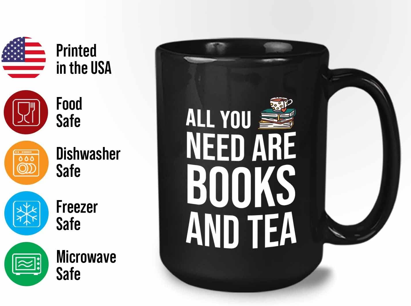 Bubble Hugs Writer Coffee Mug 15oz Black - All you need are books and tea - Reading Book Lover for Bookworm Bibliophile Librarians Author Readers Bookish