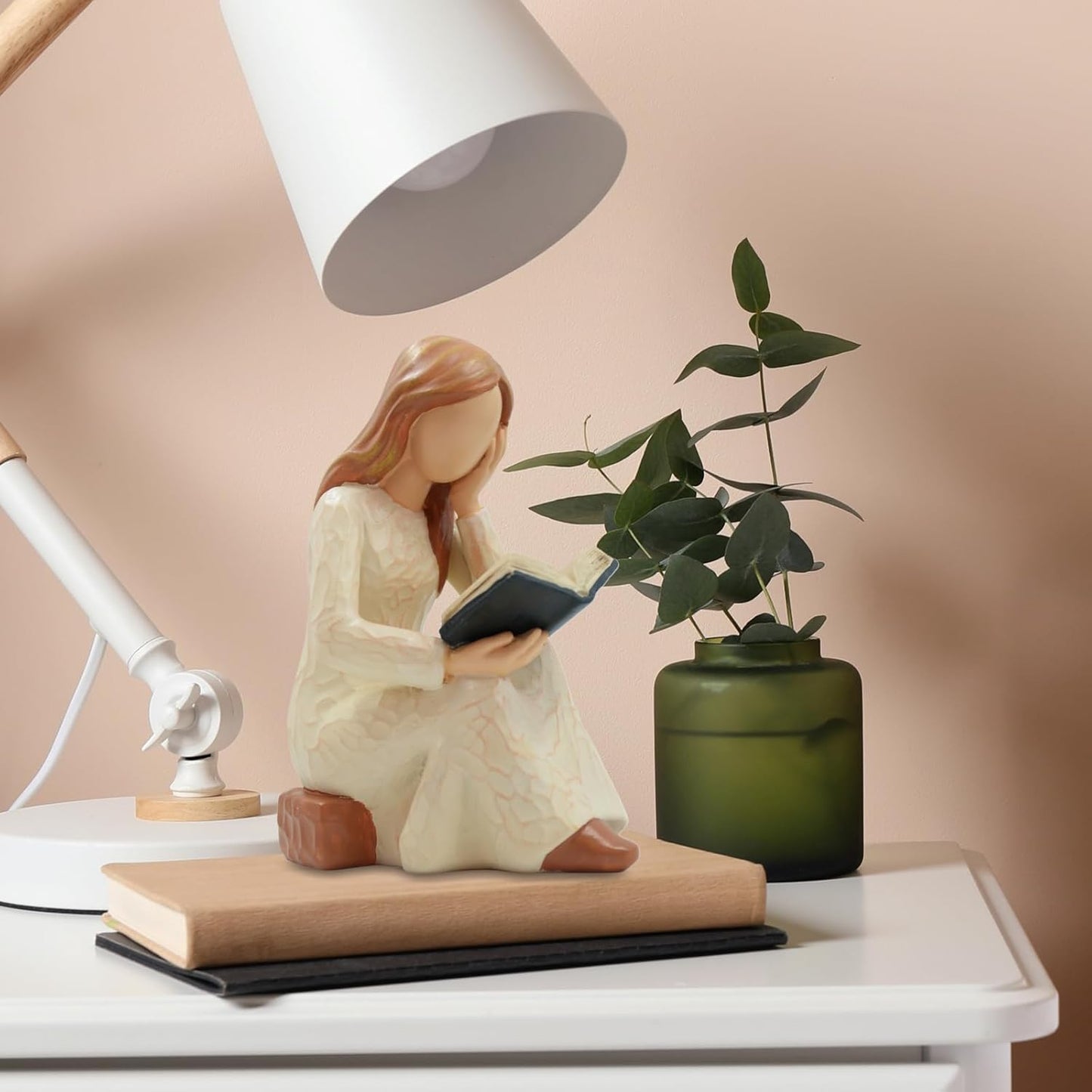Book Lover Gifts for Women Figurine – Resin Reading Statue for Readers, Librarians, Students & Teachers, Bookshelf Home Decor, Book Accessories, Graduation, Christmas & Valentine’s Day Gift