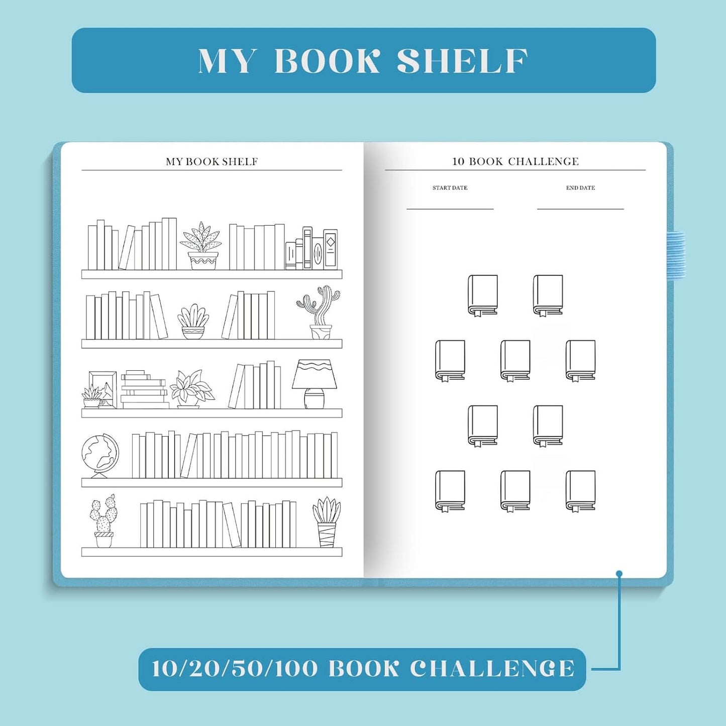 Reading Journal - Elegant Book Journal Reading Log for Reviews and Progress Tracking - Thoughtful Gift for Books Lovers & Readers - 110 Book Reviews (Ocean Blue)