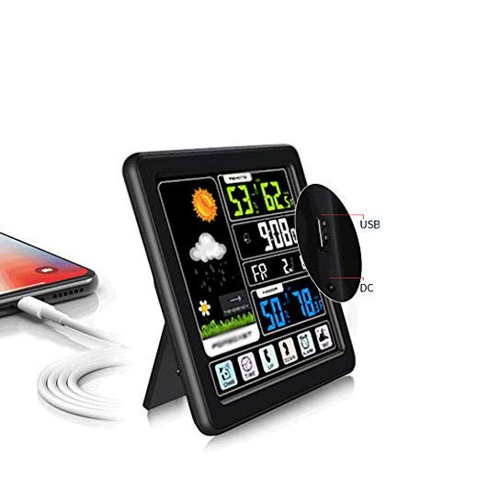Room Thermometer - Touch Screen Home Indoor and Outdoor Temperature and Humidity Meter Weather Forecast(D)