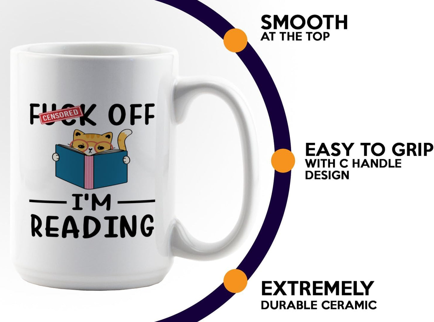 Sarcasm Coffee Mug 15oz White -I'm reading - Book Lover Gift Student Bookman Nerd Bookworm Fiction Novel