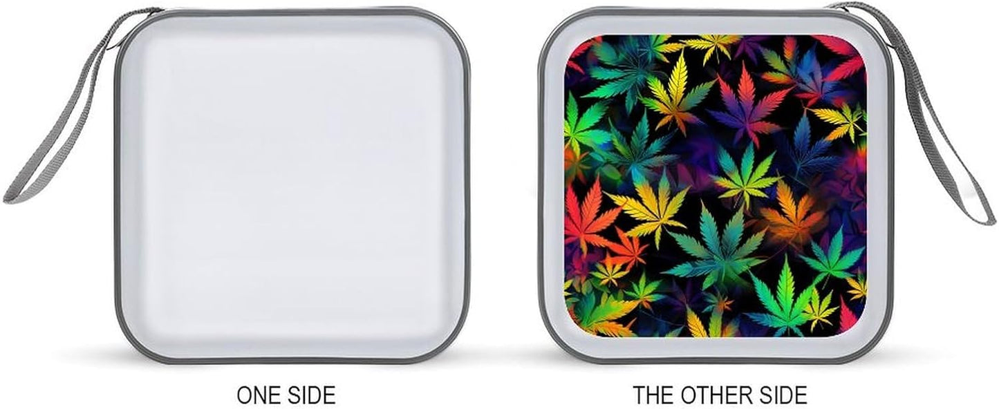 Trippy Weed Tie Dye Funny CD Case 40 Capacity DVD Storage Holder Portable Disc Wallet Organizer Bag for Home Travel Car