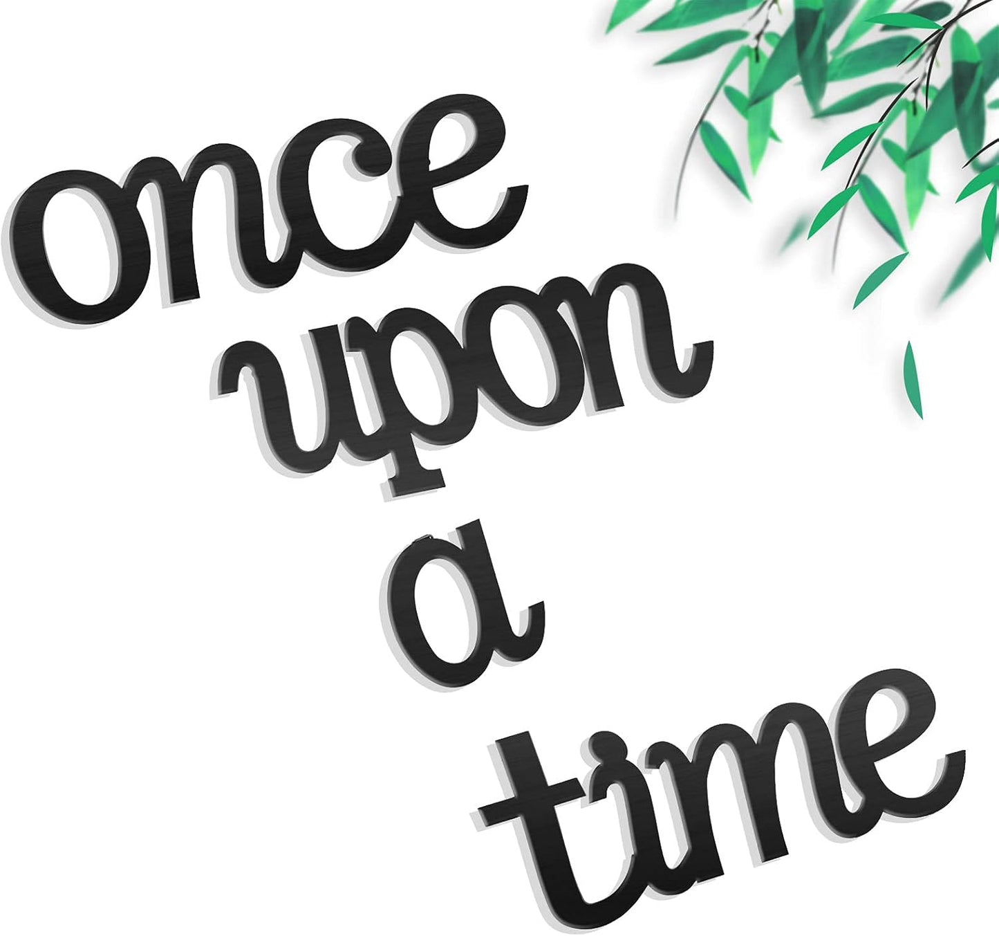 Jetec Once Upon a Time Sign Nursery Decor Wall Decal Wood Words Wall Decor for Family Bookshelf, Reading Corner, Daycare, Classroom Baby Shower Christmas Birthday Gift for Kid's Toddler's Room Decor
